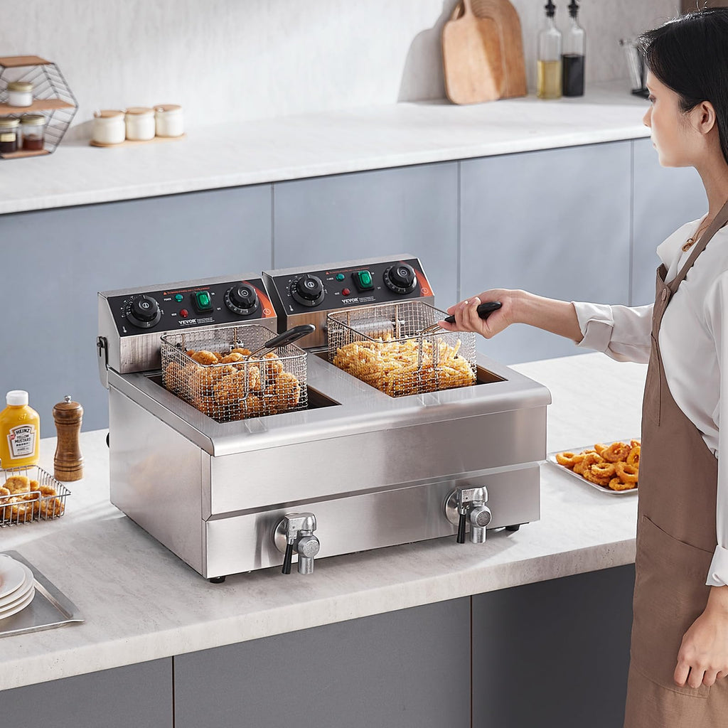 3000W Dual Tank Stainless Steel Electric Deep Fryer I6258