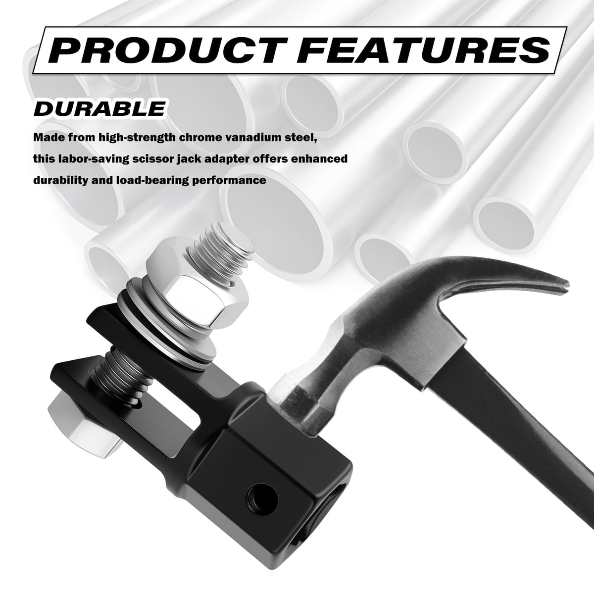 Scissor Jack Adapter for 1/2" Impact Drills or 13/16" Lug Wrench N66170