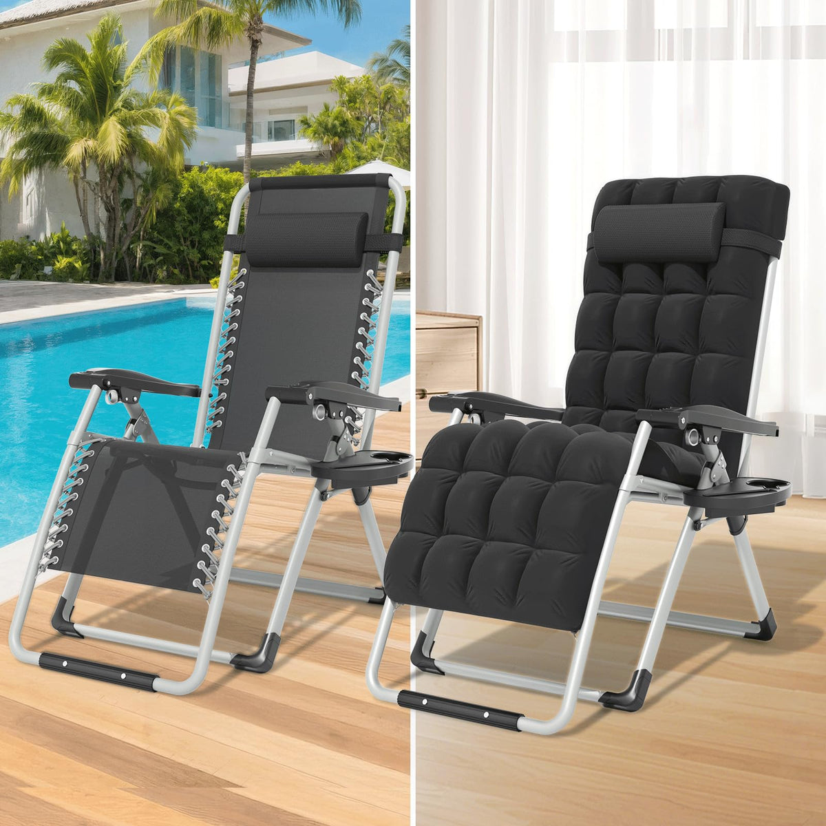 Zero Gravity Reclining Patio Lounge Chair, Black G5396