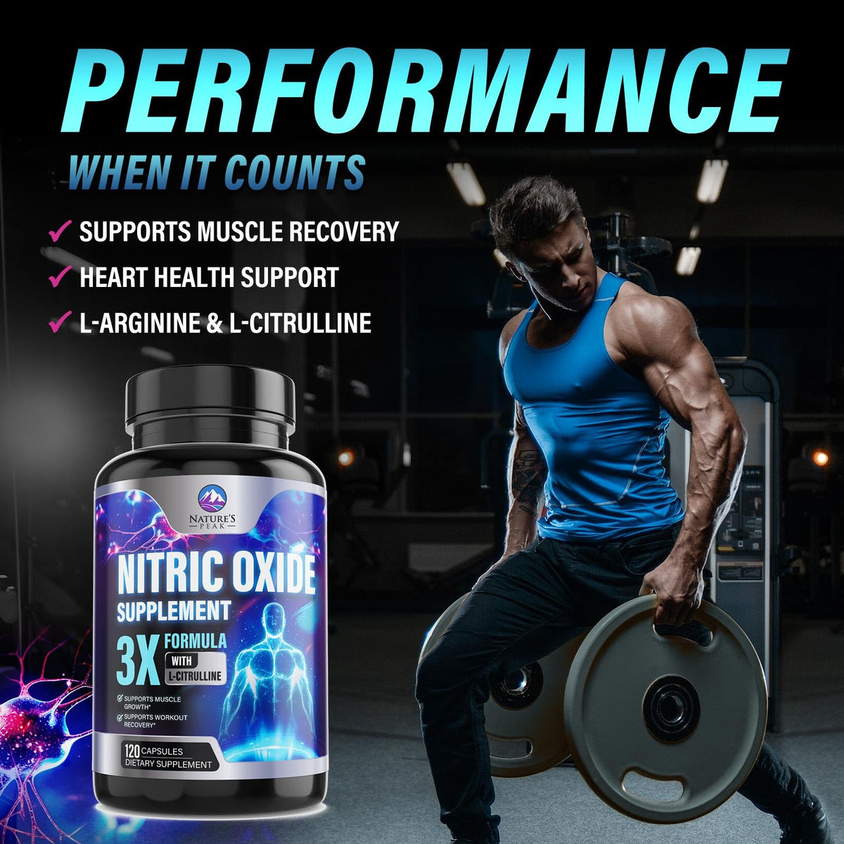 120 Capsules L-Arginine Citrulline Beta Alanine Nitric Oxide Booster N990451