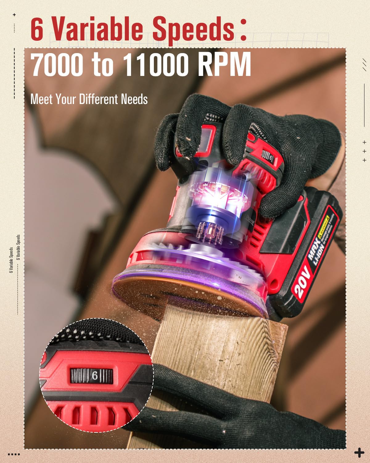 20V Cordless Random Orbital Sander 5” Q34034