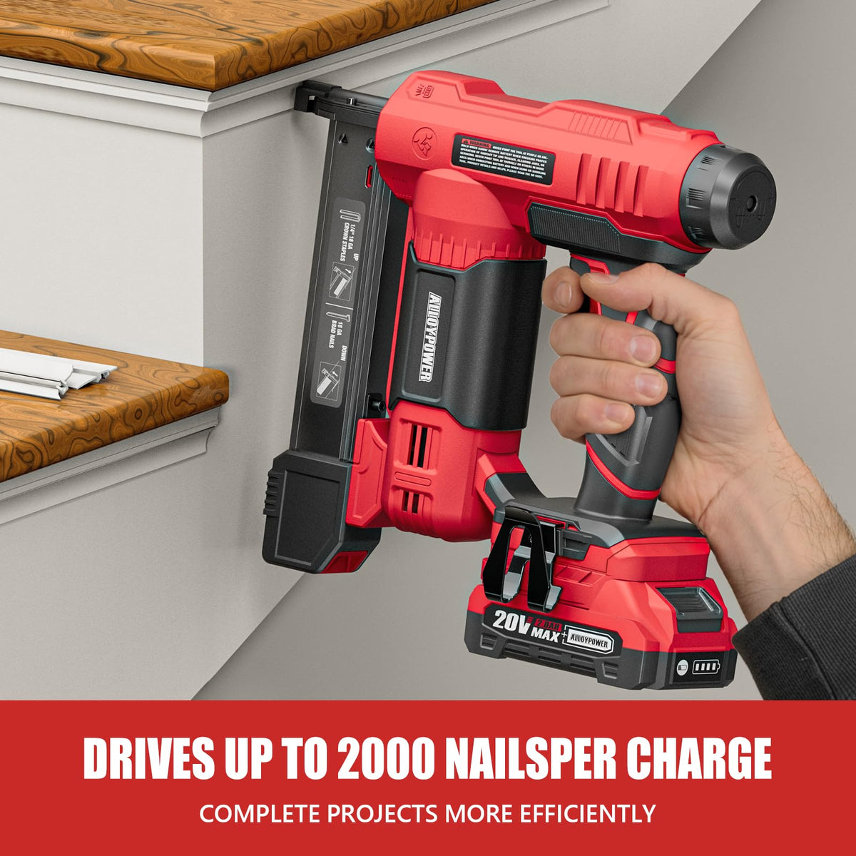 2 in 1 Cordless Brad Nailer and Electric Stapler with Battery and Charger O681859