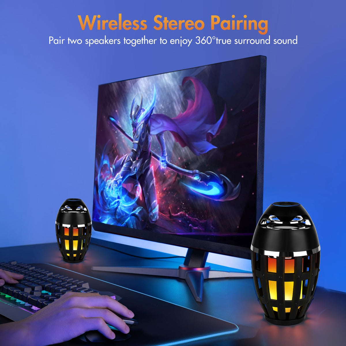 2 Pack Outdoor Bluetooth Flame Speakers with Stakes T85105
