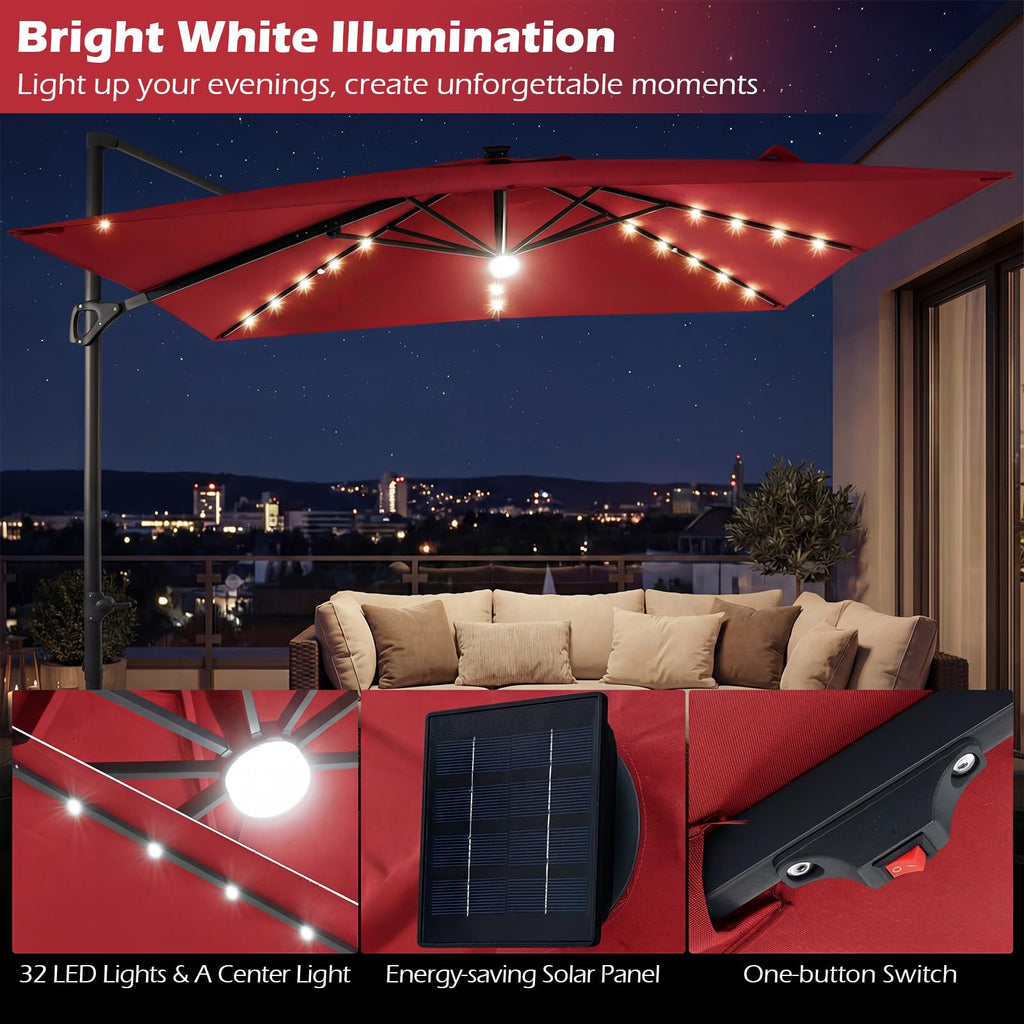 10ft Solar LED Patio Umbrella with Aluminum Pole S319900