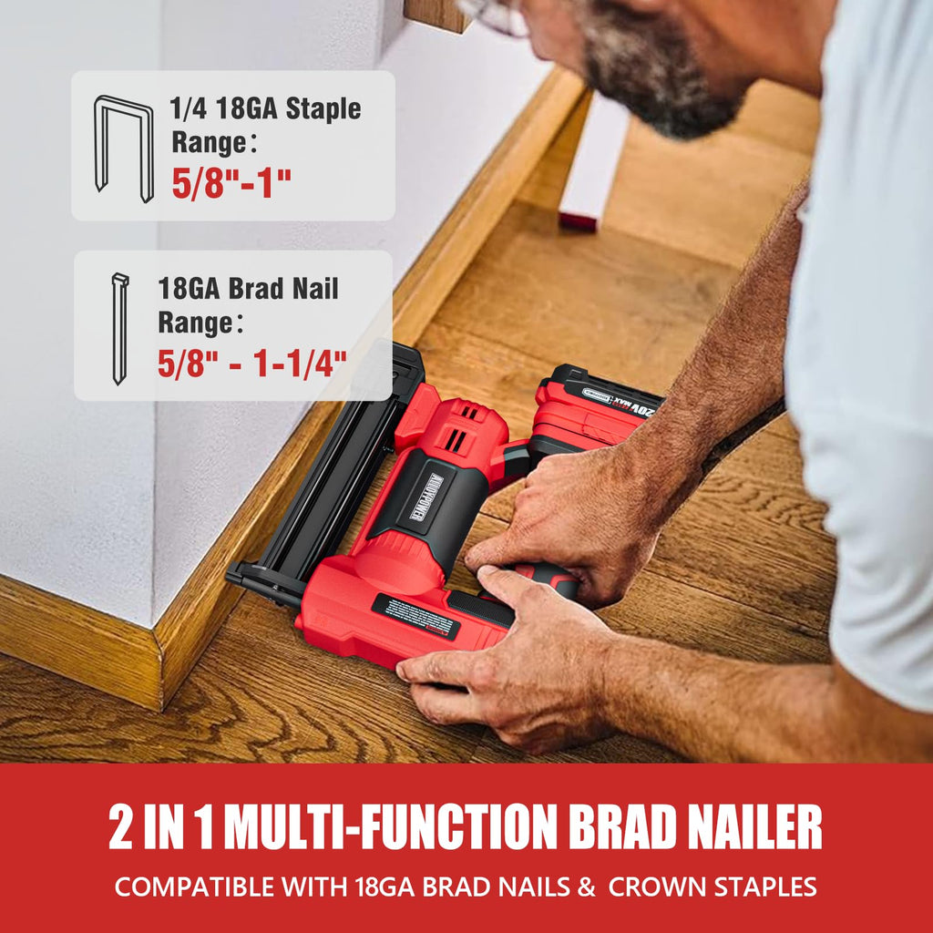 2 in 1 Cordless Brad Nailer and Electric Stapler with Battery and Charger O681859