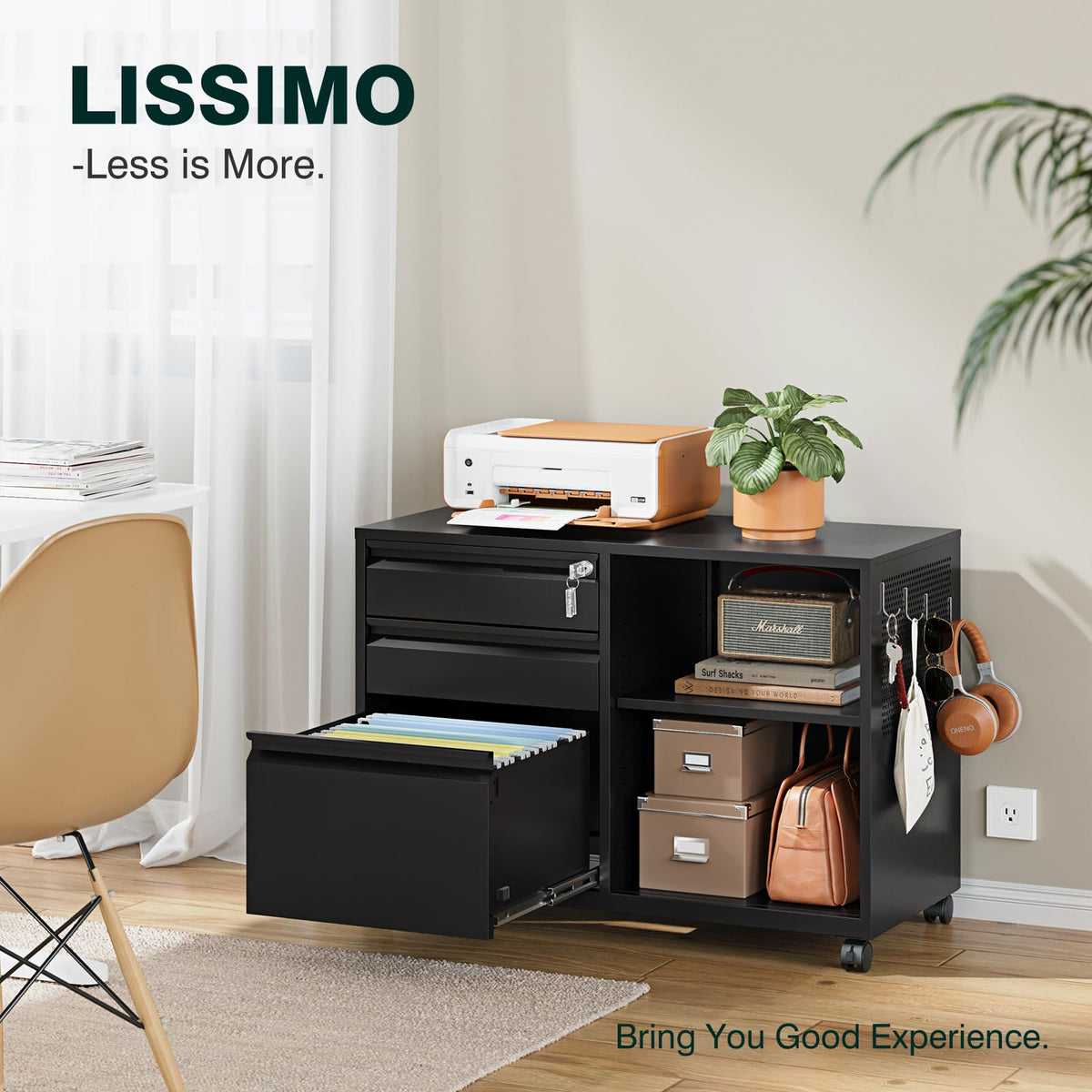 3 Drawer Metal File Cabinet with Lock and Shelves S3740