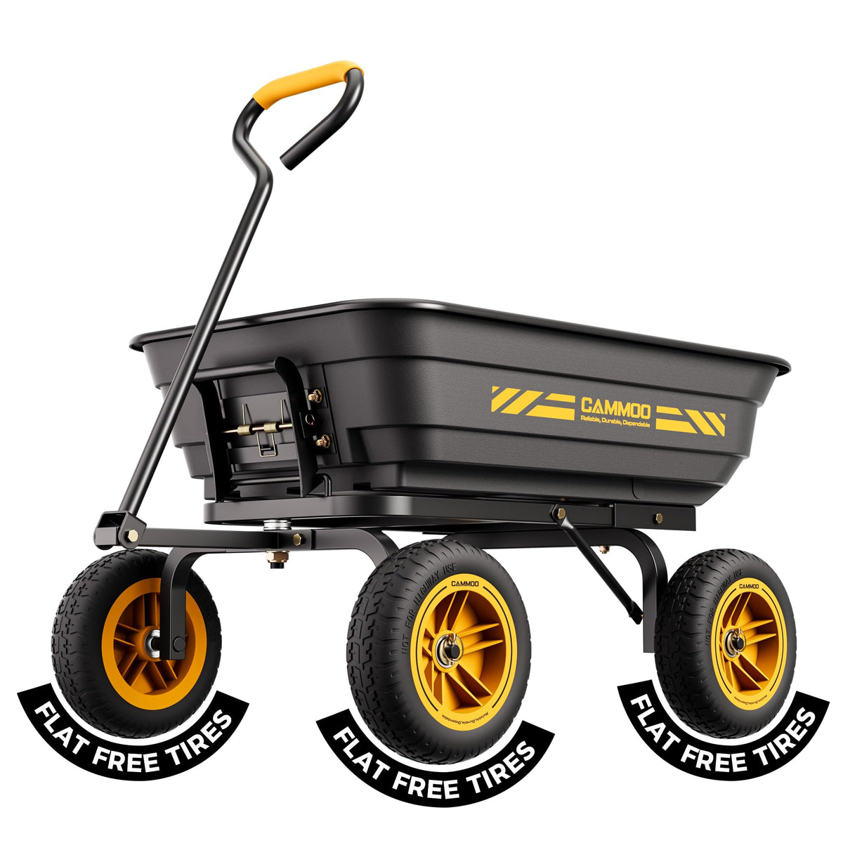 10-in No-Flat Tires 600lb Garden Dump Cart 4 Cu.Ft Wheelbarrow Black M443652