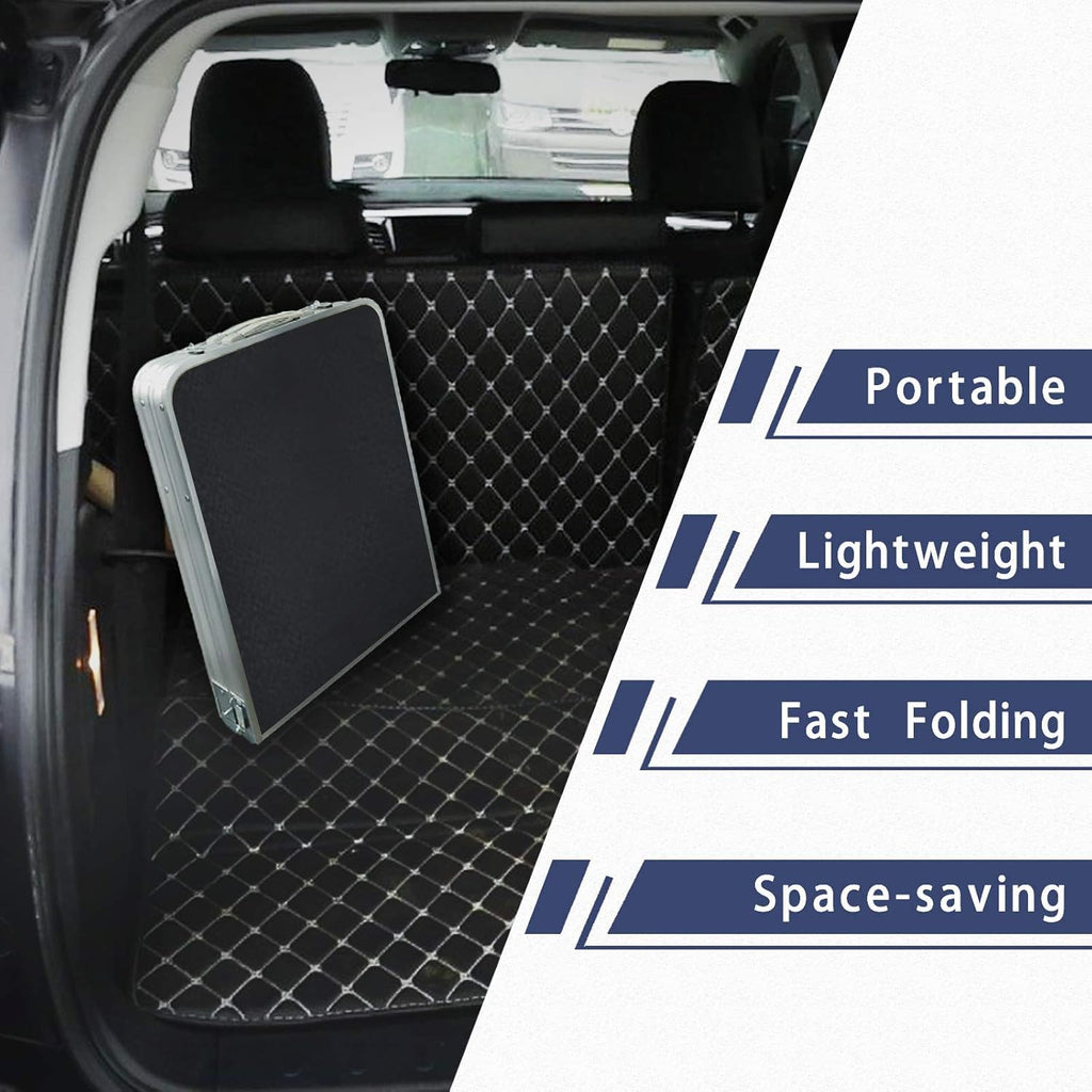 Folding Aluminum Camping Table with Storage Compartment Q521820