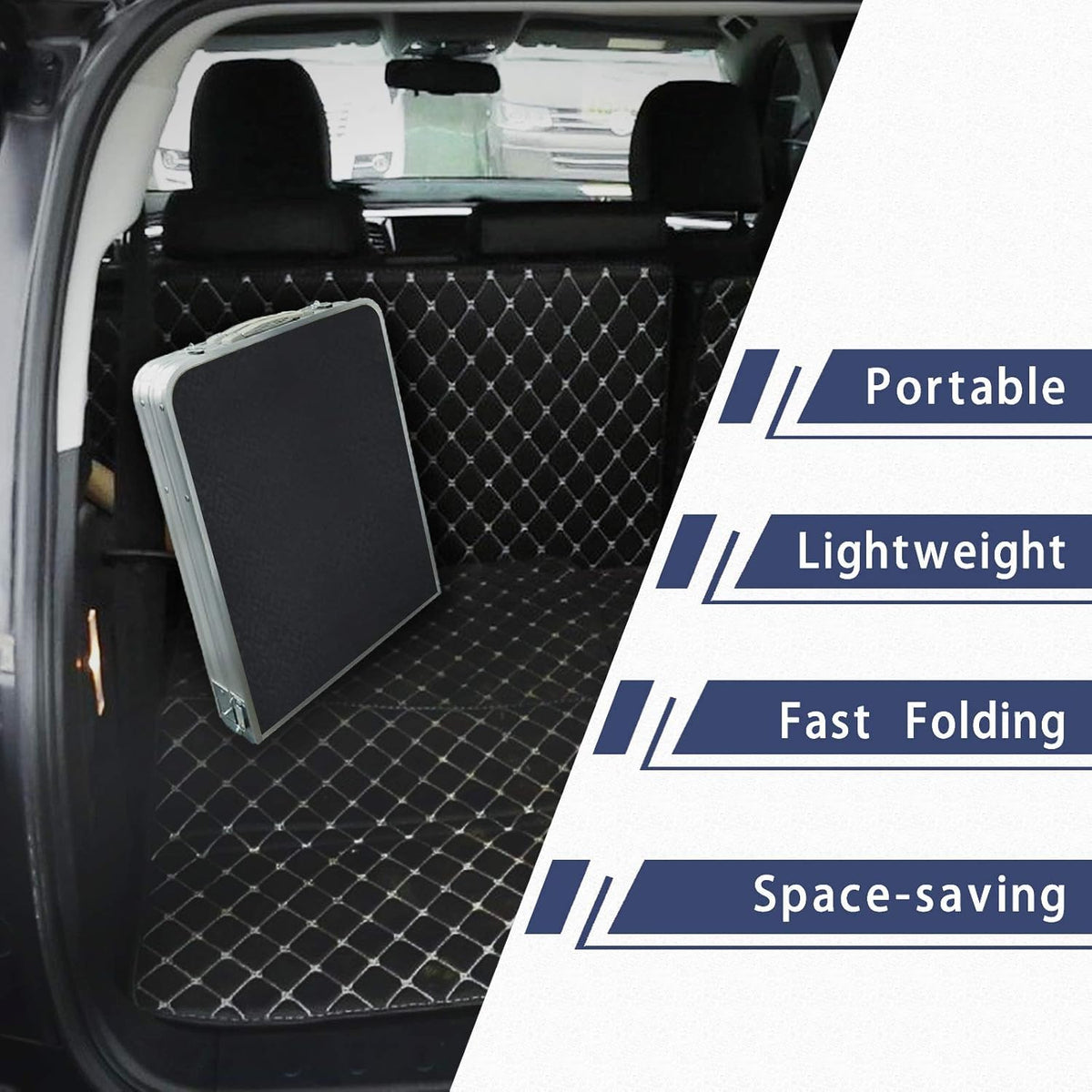 Folding Aluminum Camping Table with Storage Compartment Q521820