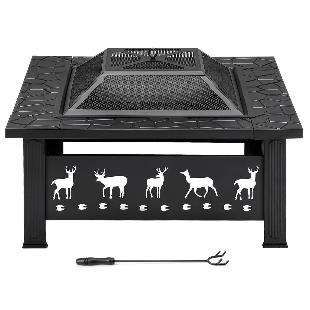 32 Inch Square Wood Burning Fire Pit Table C2440