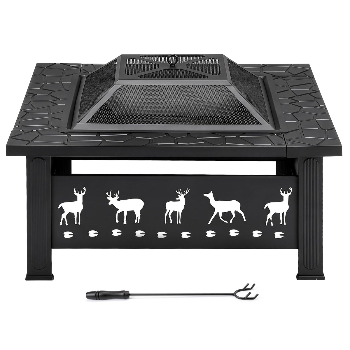 32 Inch Square Wood Burning Fire Pit Table C2440
