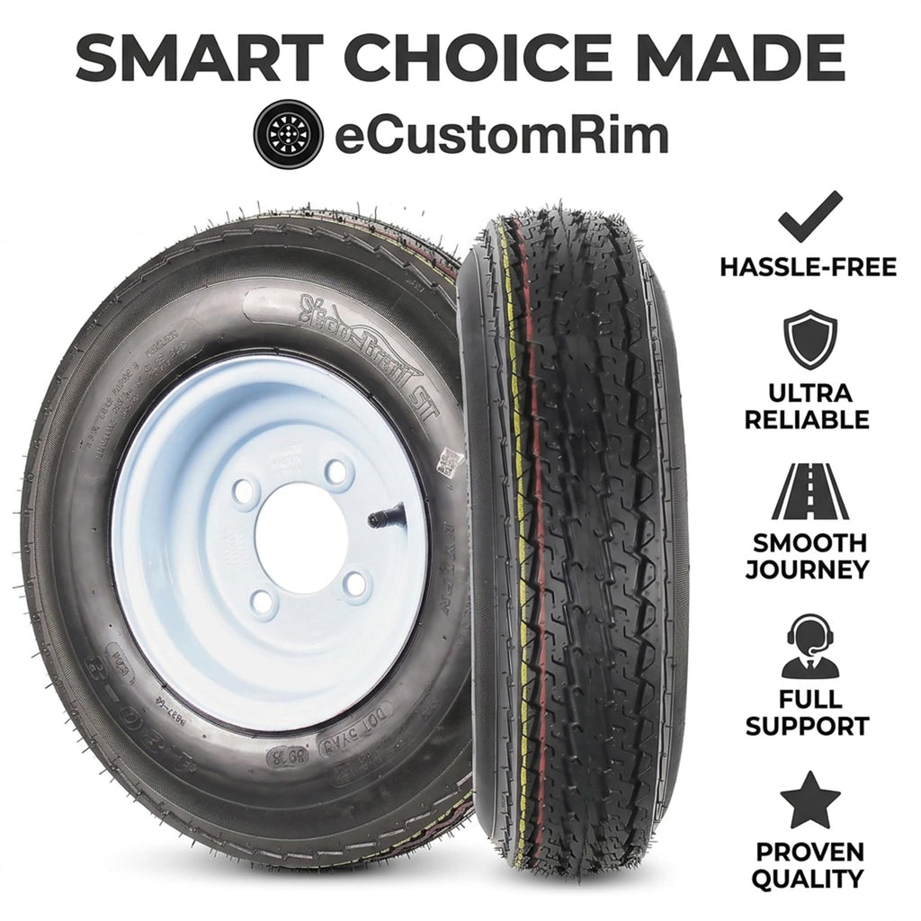 2-Pack Trailer Tire Rim Assembly 4.80-8 4 Lug White I685703