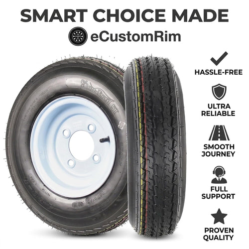 2-Pack Trailer Tire Rim Assembly 4.80-8 4 Lug White I685703