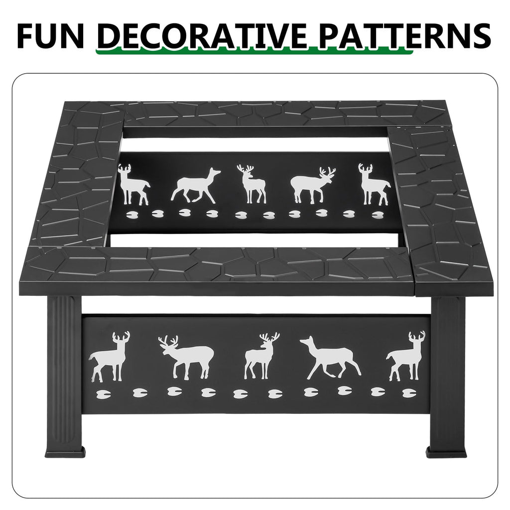 32 Inch Square Wood Burning Fire Pit Table C2440