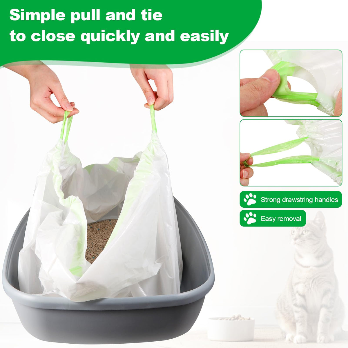 100 PCS Jumbo Cat Litter Box Liners 36"x19" T3567