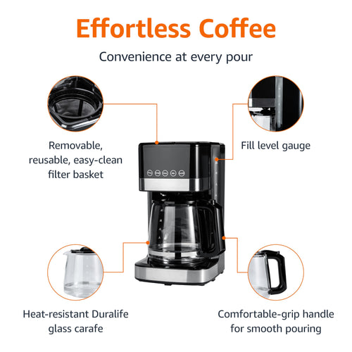 12 Cup Programmable Drip Coffee Maker with Glass Pot Y883