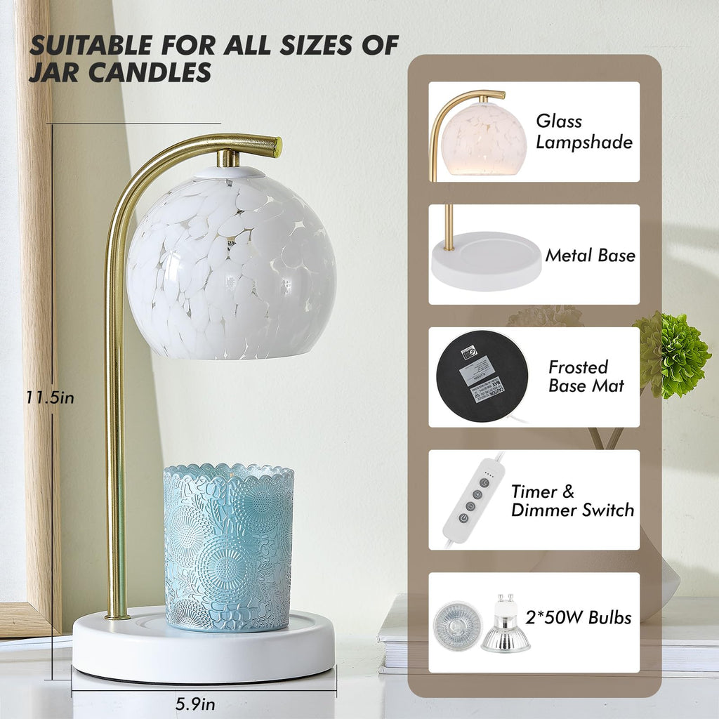 Dimmable Candle Warmer Lamp with Timer, 2 Bulbs, White O2056