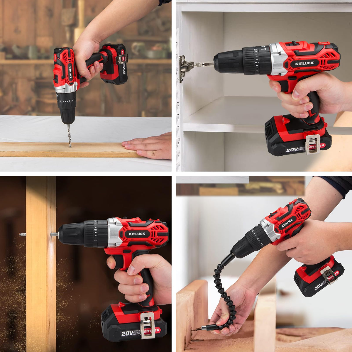 Cordless Drill Set 20V 2 Battery 44pcs Bits 3/8'' Chuck T797