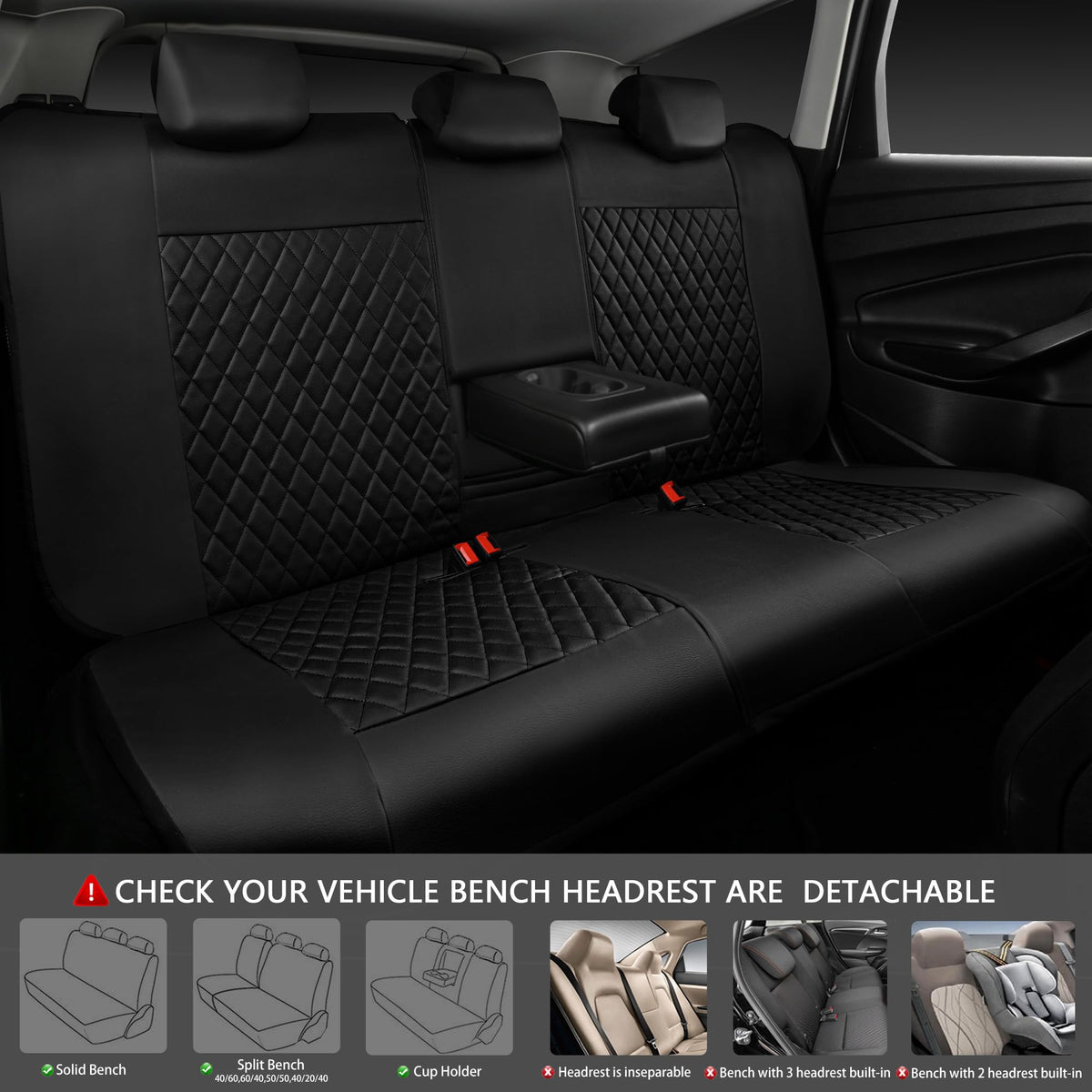 Gray Quilting Leather Full Set Car Seat Covers Z5810