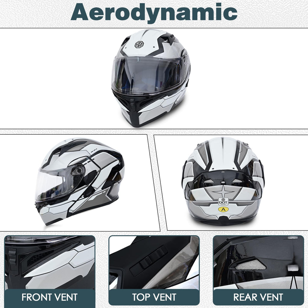 DOT Approved Flip Up Full Face Modular Motorcycle Helmet with Dual Visor M951