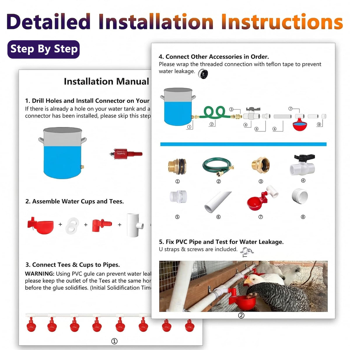 Automatic Chicken Watering System with PVC Pipe I332
