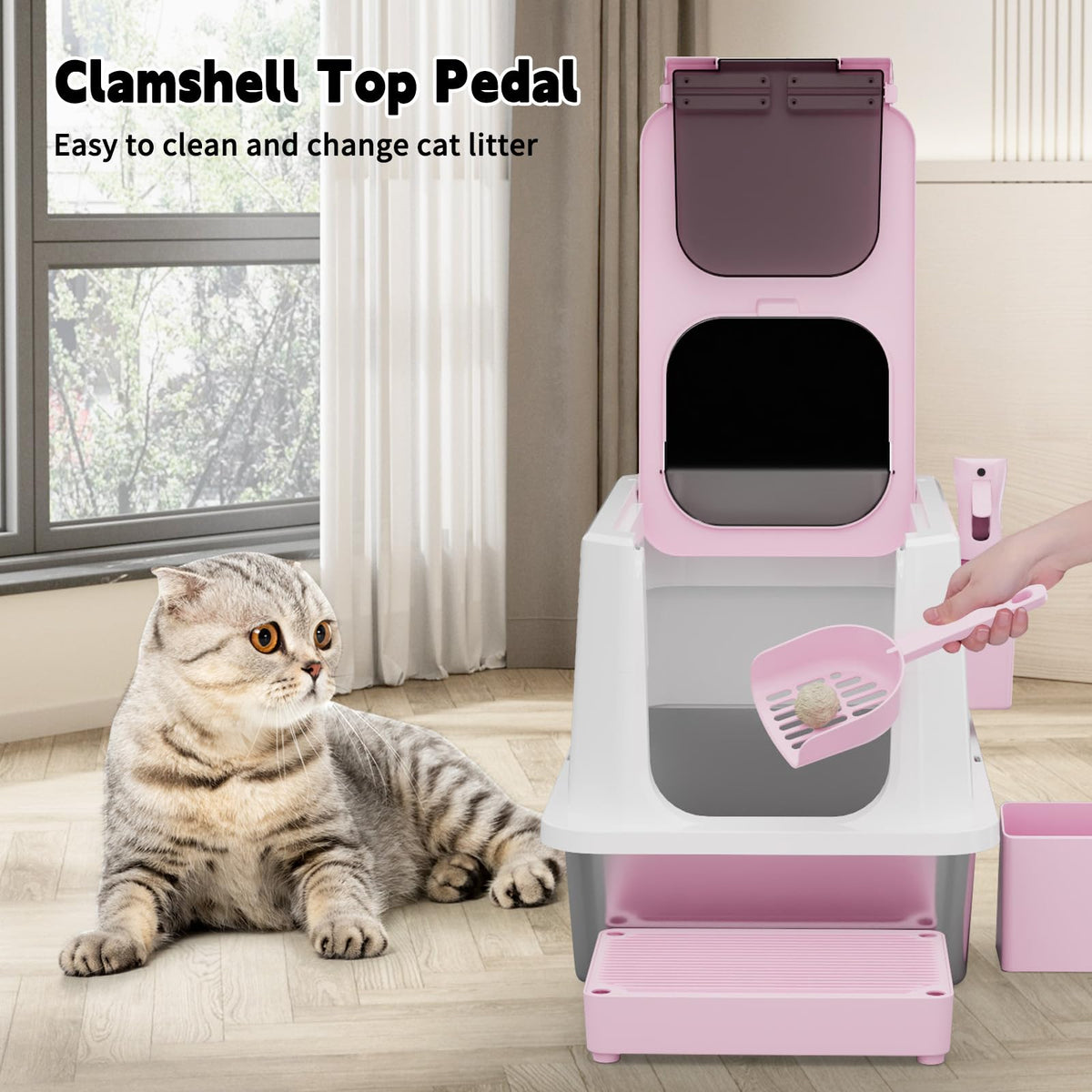 Stainless Enclosed High-Sided Covered Litter Box N627820