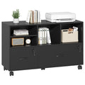 Black 2 Drawer Wood Lateral File Cabinet with Lock K900