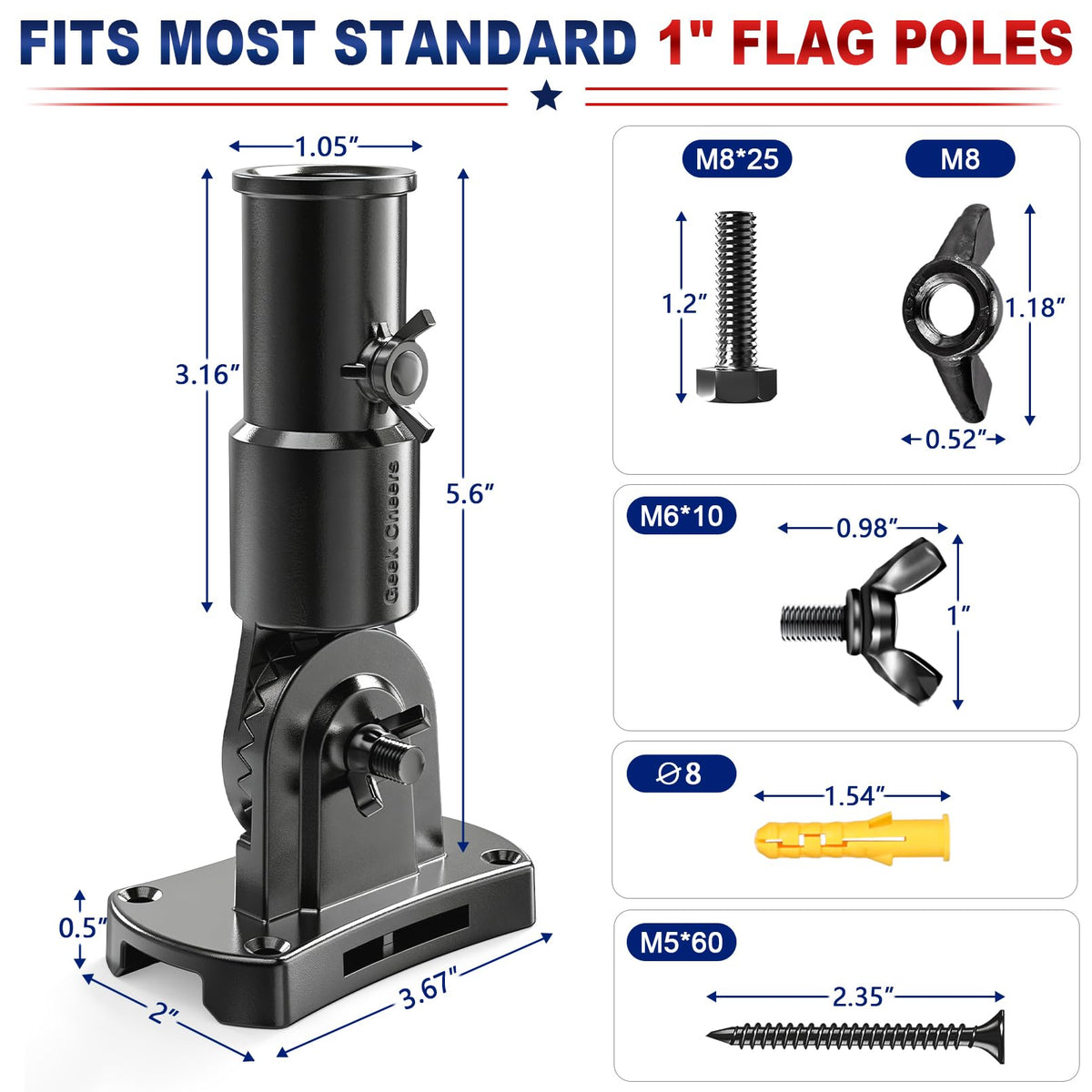 Heavy Duty Stainless Steel Flag Pole Holder U309978
