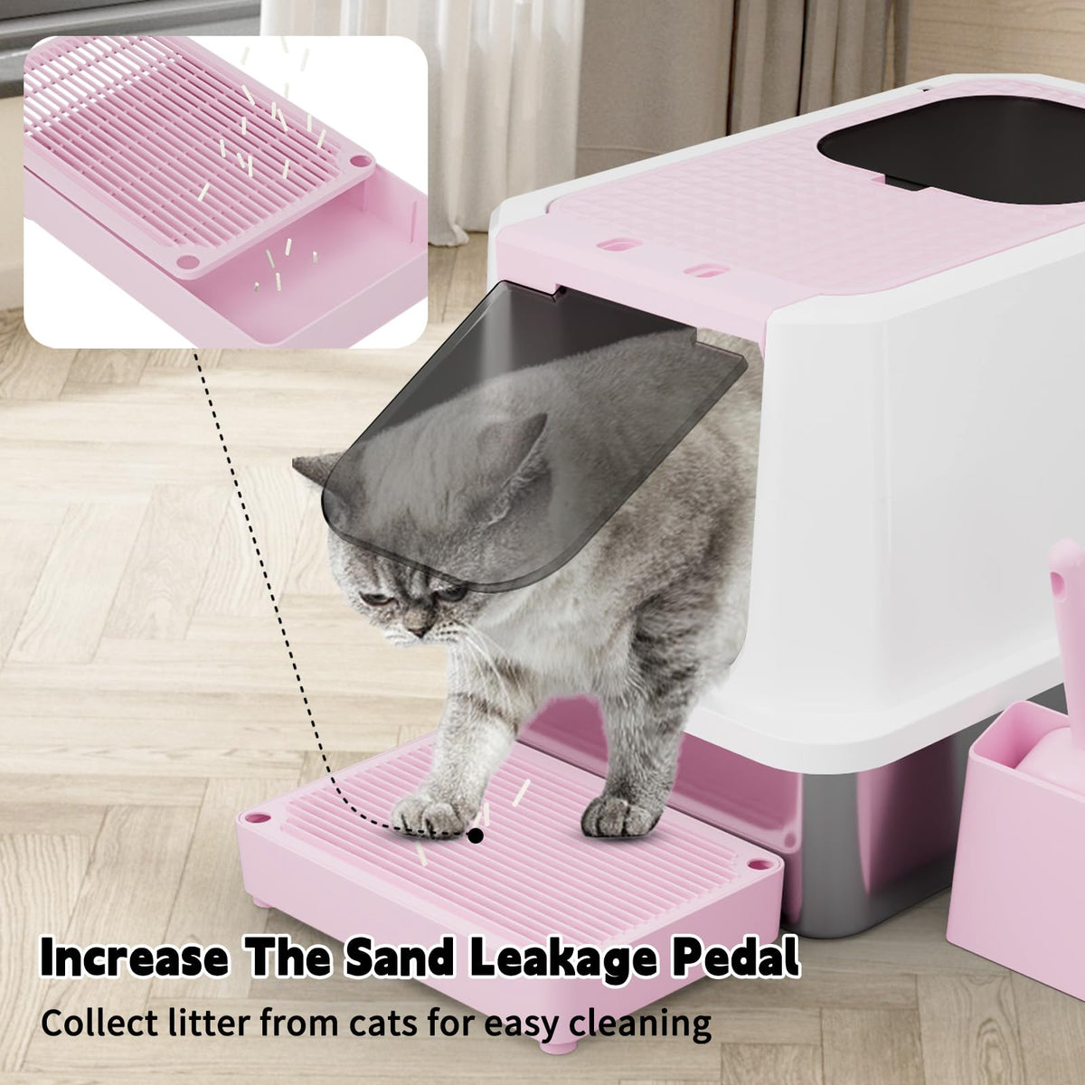 Stainless Enclosed High-Sided Covered Litter Box N627820