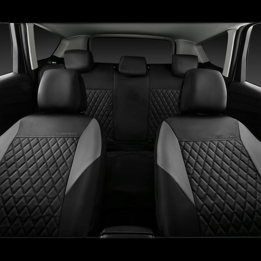 Gray Quilting Leather Full Set Car Seat Covers Z5810