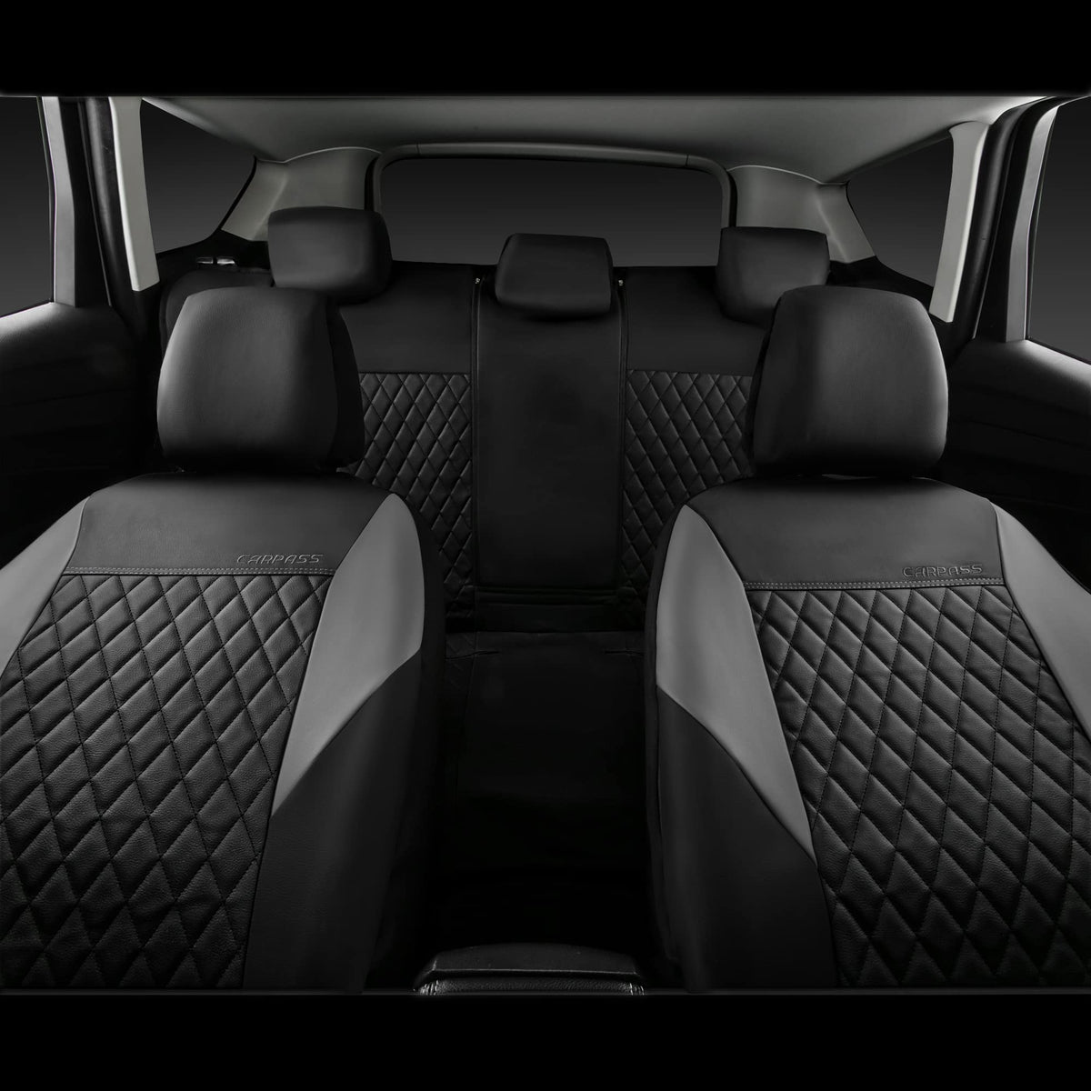 Gray Quilting Leather Full Set Car Seat Covers Z5810