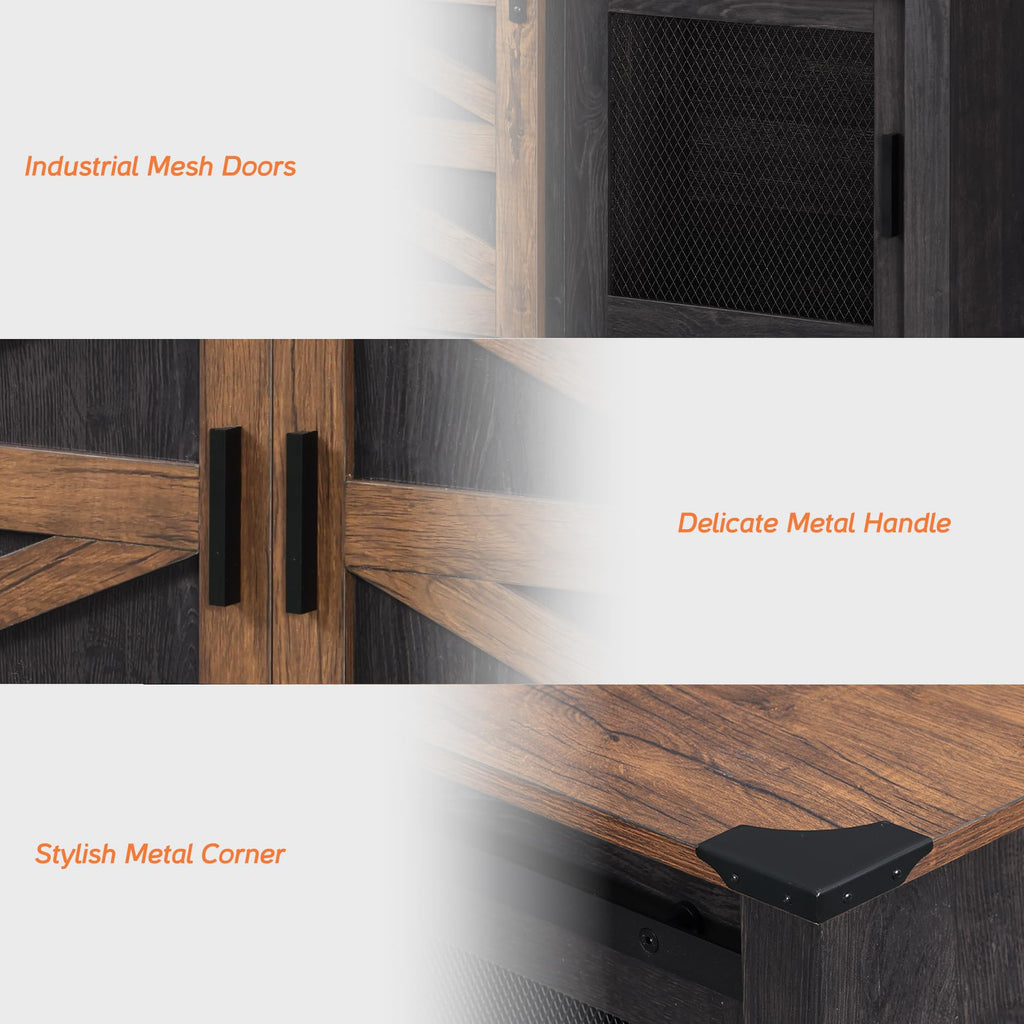Dark Walnut Black Entertainment Center B56721