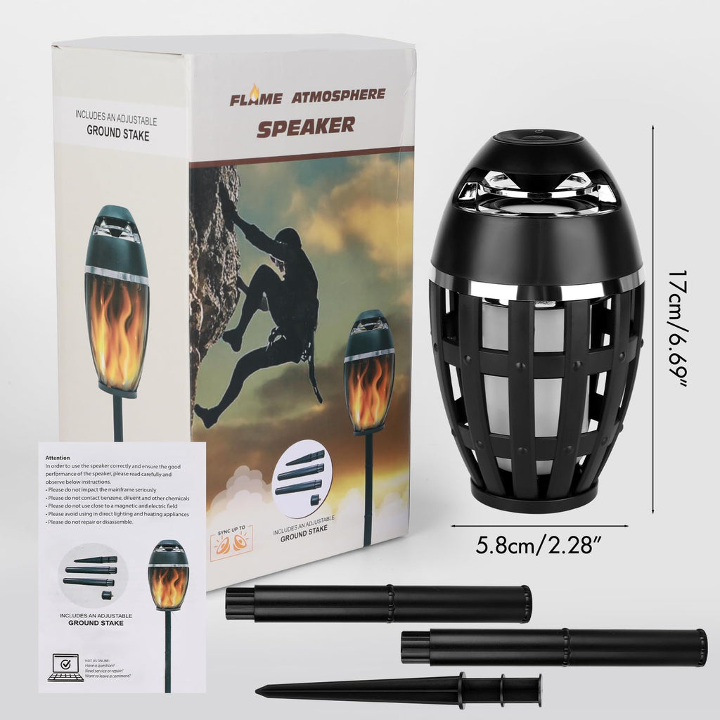 2 Pack Outdoor Bluetooth Flame Speakers with Stakes T85105