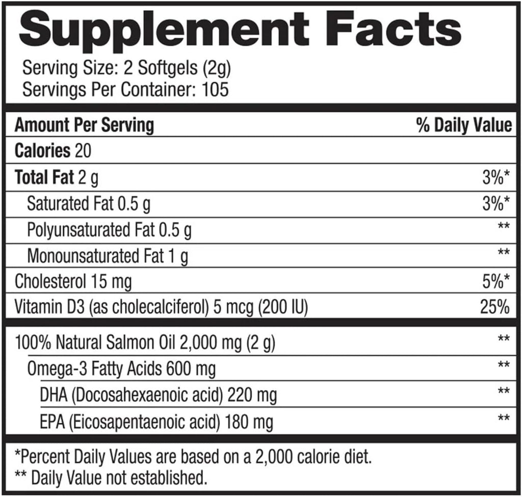 Omega-3 Wild Alaskan Salmon Oil 1000mg Softgels, 210 Count F1199