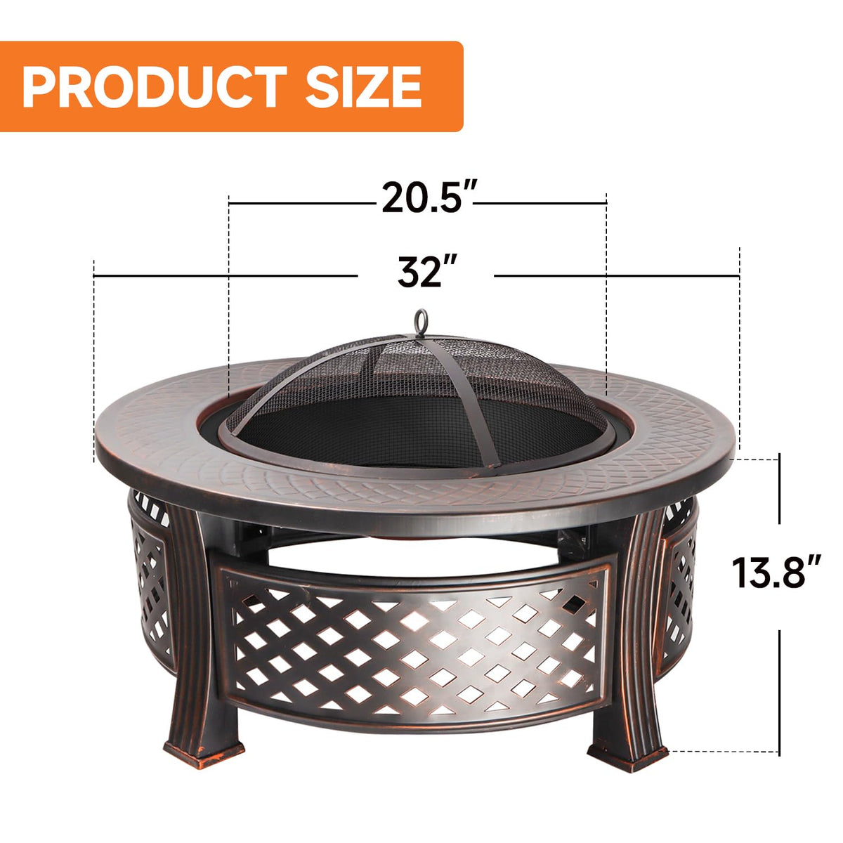 32-Inch Round Metal Fire Pit Table Set D799367