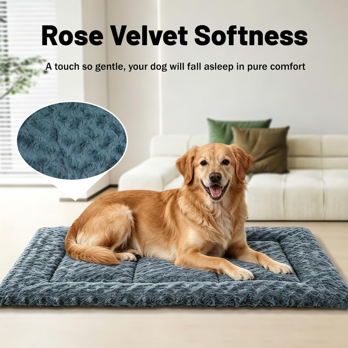 Washable Rose Velvet Dog Crate Mat X686502