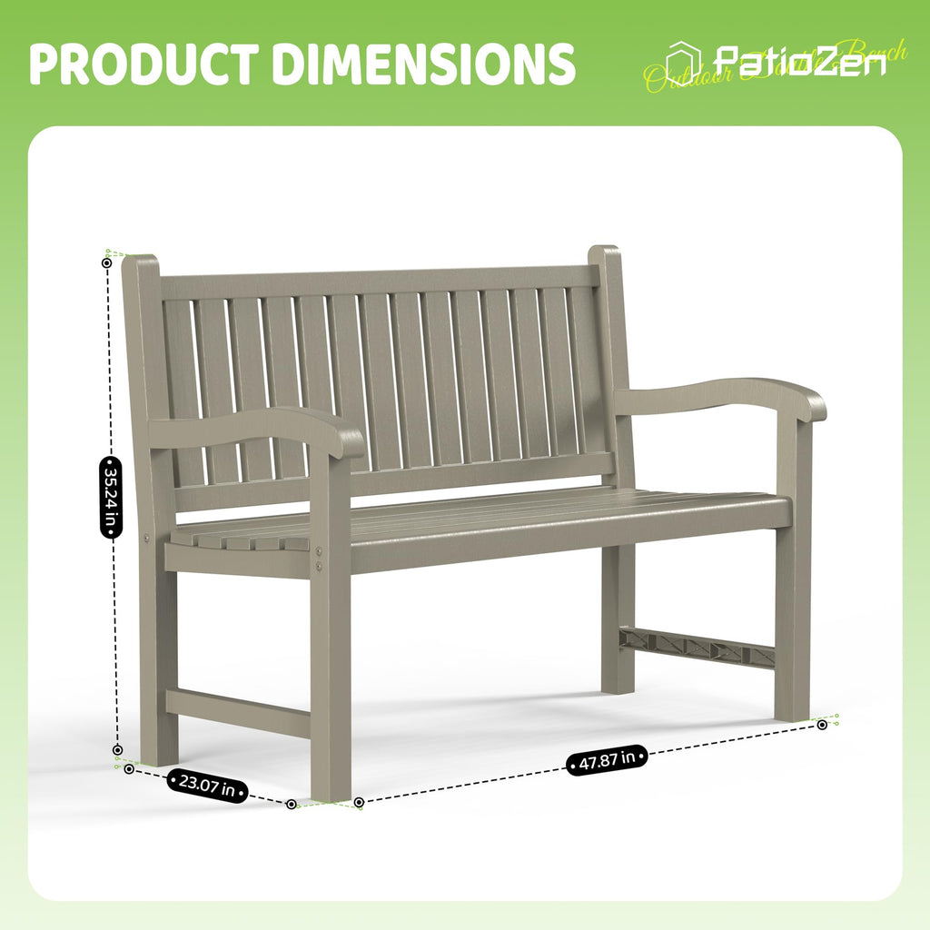 Grey 2-Person Resin Outdoor Bench R6494