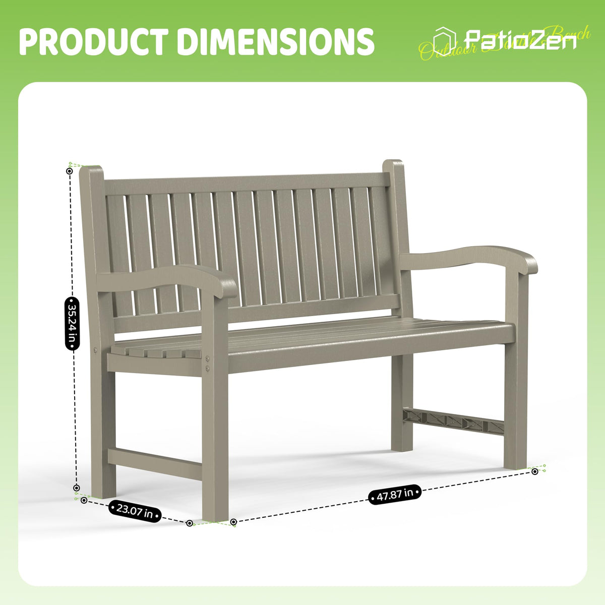 Grey 2-Person Resin Outdoor Bench R6494