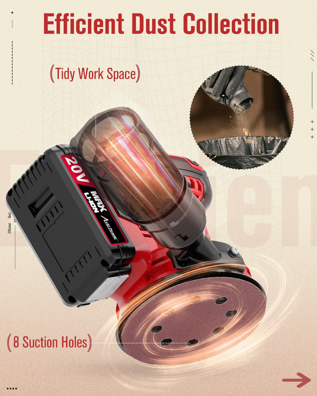 20V Cordless Random Orbital Sander 5” Q34034