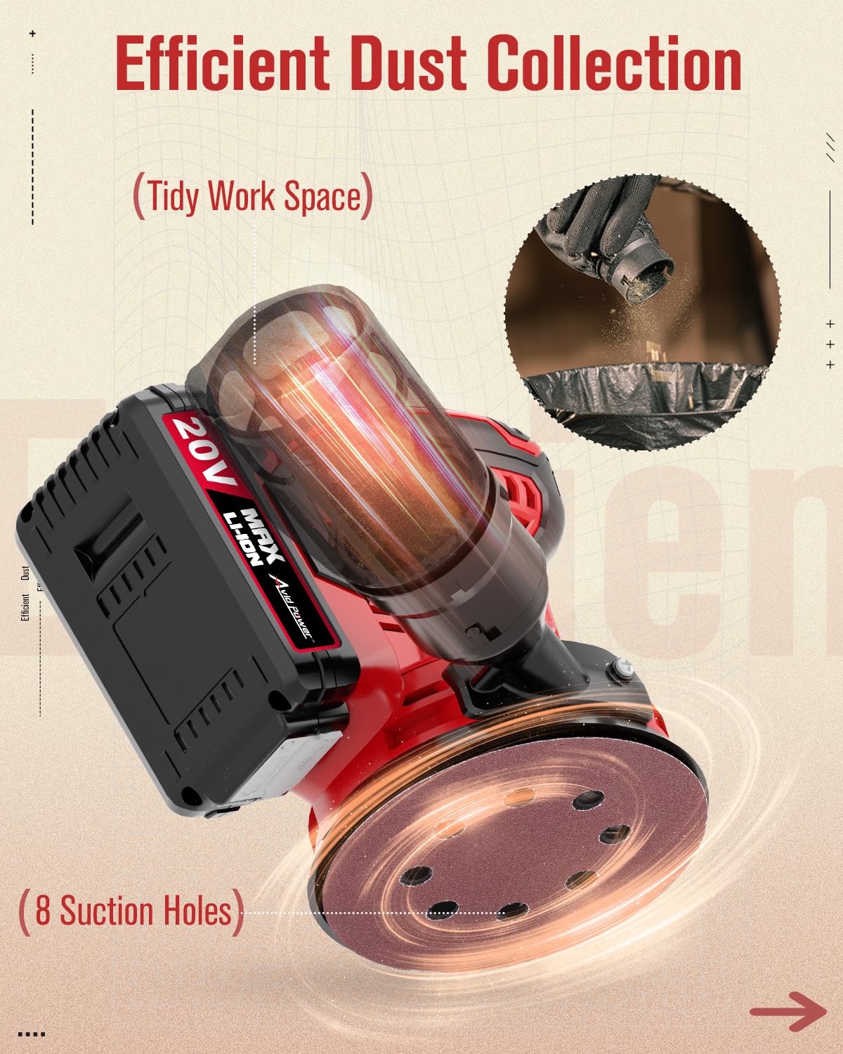 20V Cordless Random Orbital Sander 5” Q34034