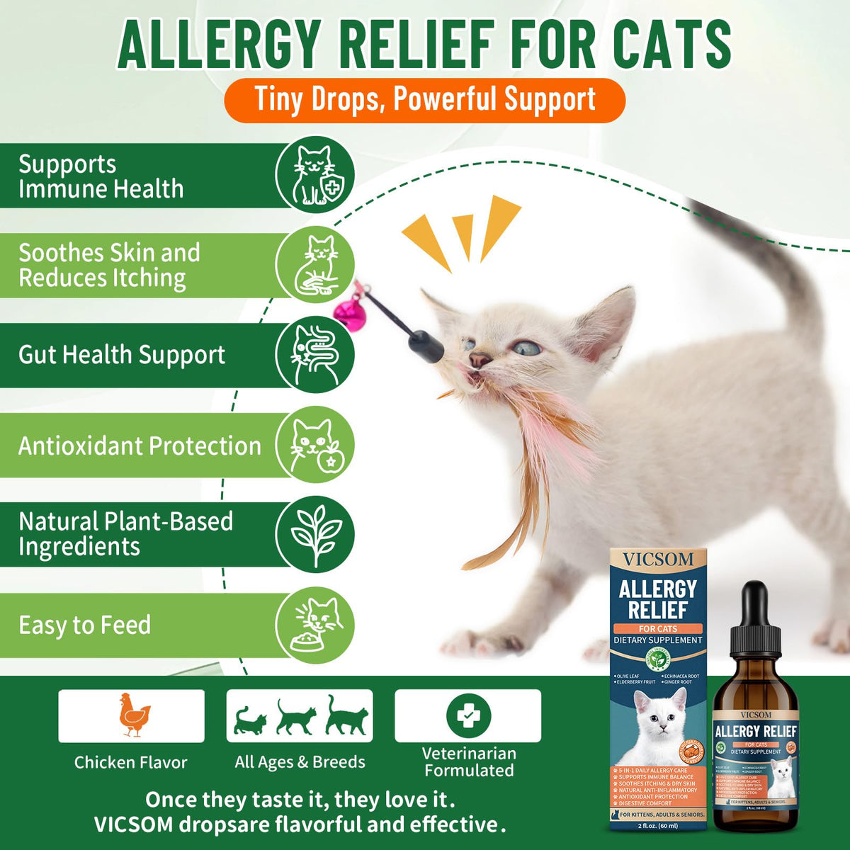 Cat Allergy & Hairball Relief Drops 60ml Q138