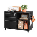 3 Drawer Metal File Cabinet with Lock and Shelves S3740