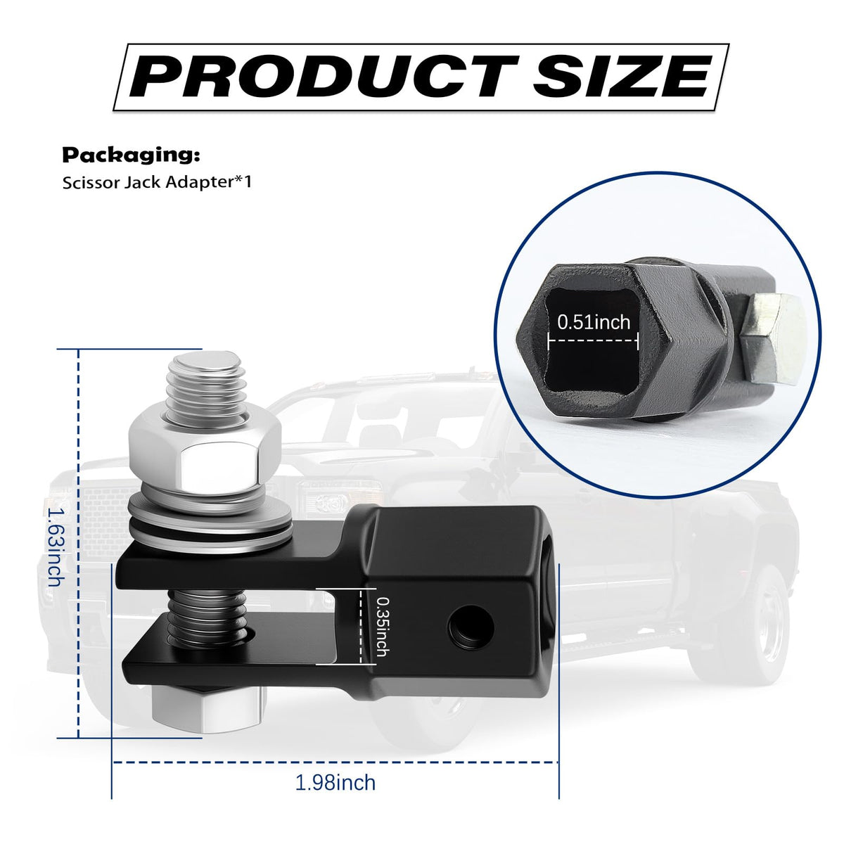 Scissor Jack Adapter for 1/2" Impact Drills or 13/16" Lug Wrench N66170