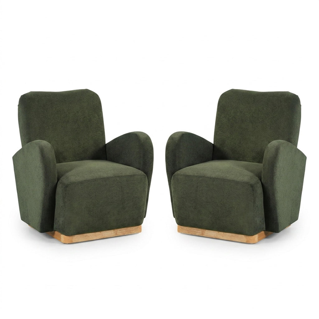 Olive Green Velvet Upholstered Accent Chair Set of 2 U25658