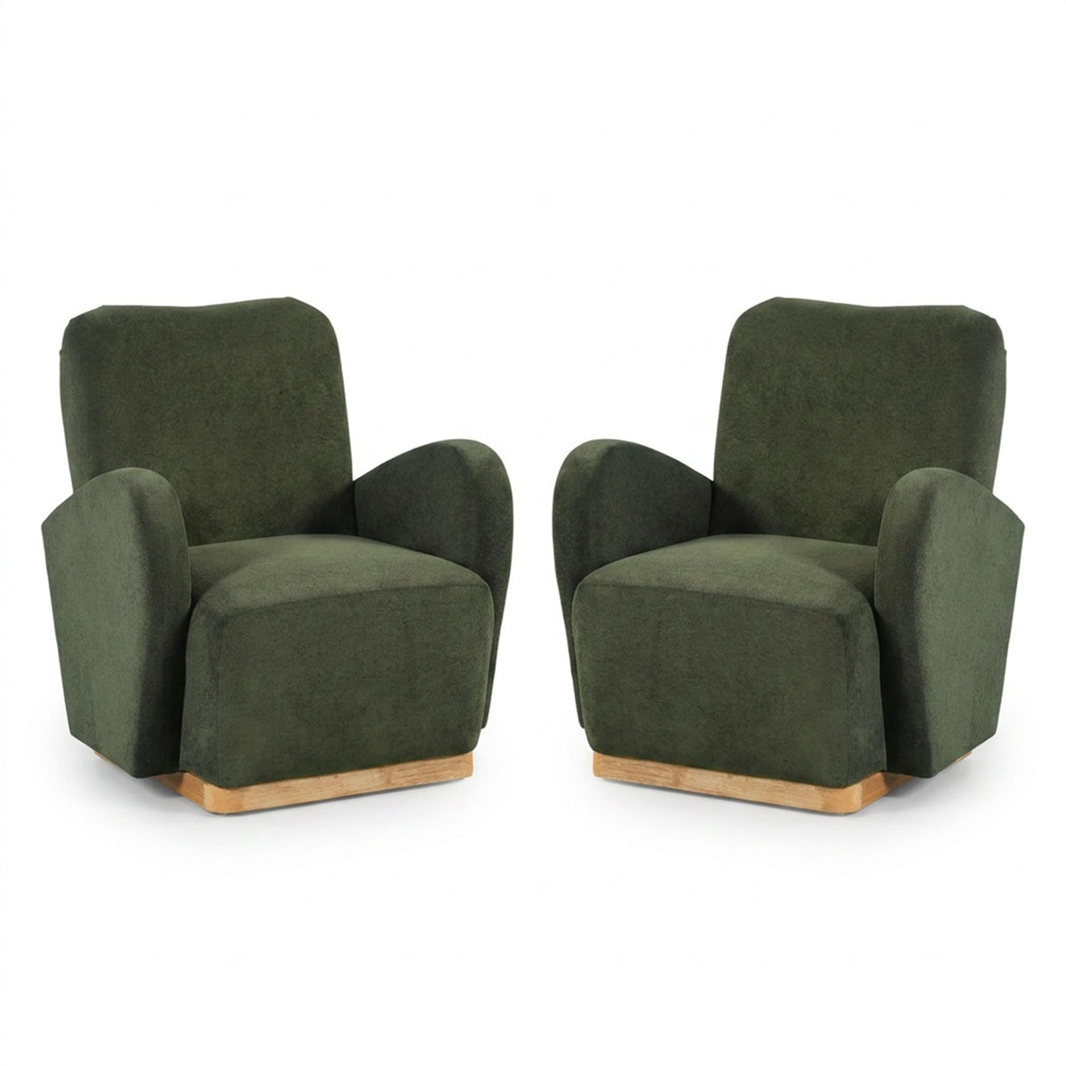 Olive Green Velvet Upholstered Accent Chair Set of 2 U25658