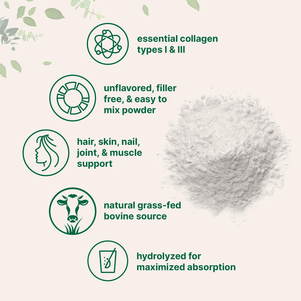 Hydrolyzed Collagen Peptides Powder, 1 lb Unflavored Type I & III Z702
