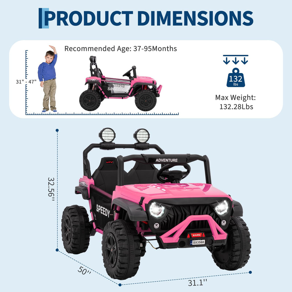 24V 4WD 2 Seater Ride on Car with Remote Control, Pink H9572