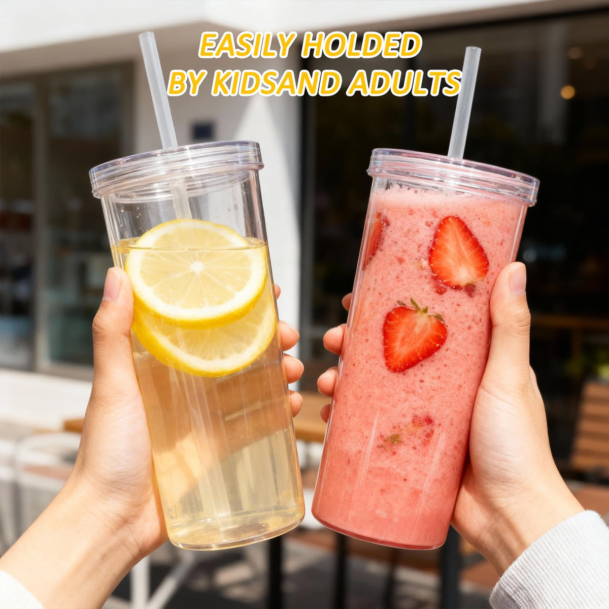 20oz Drinking Jars with Lids and Straws 2 Pack Clear Reusable L340040