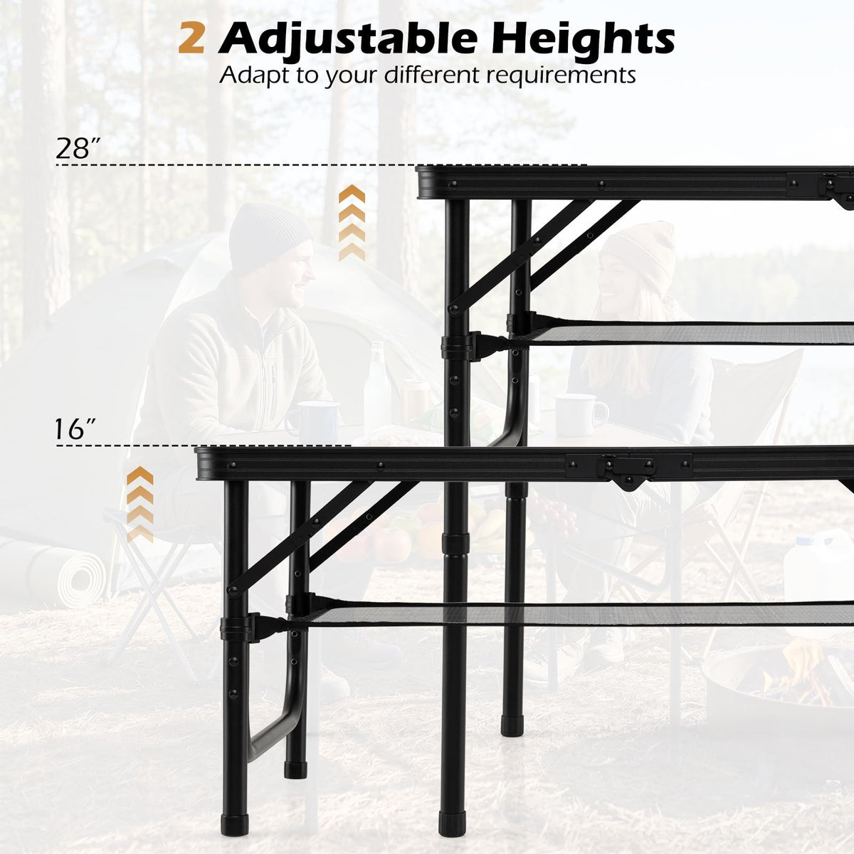 3 FT Portable Aluminum Folding Camping Table with Carry Handle K2747