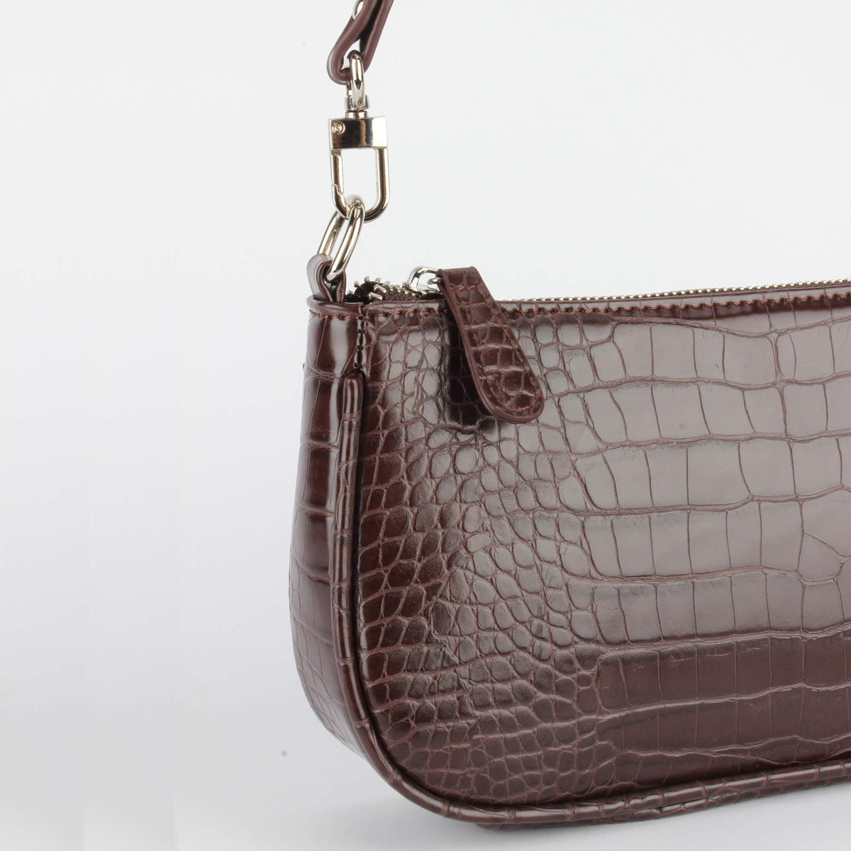 Crocodile Effect Faux Leather Clutch Shoulder Purse Handbag Y3493